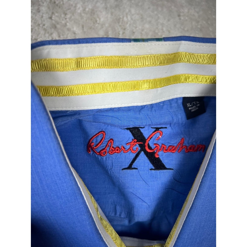 Robert Graham Shirt Mens XL Blue Flip Cuff Contrast Long Sleeve Button Up Cotton - Picture 6 of 16